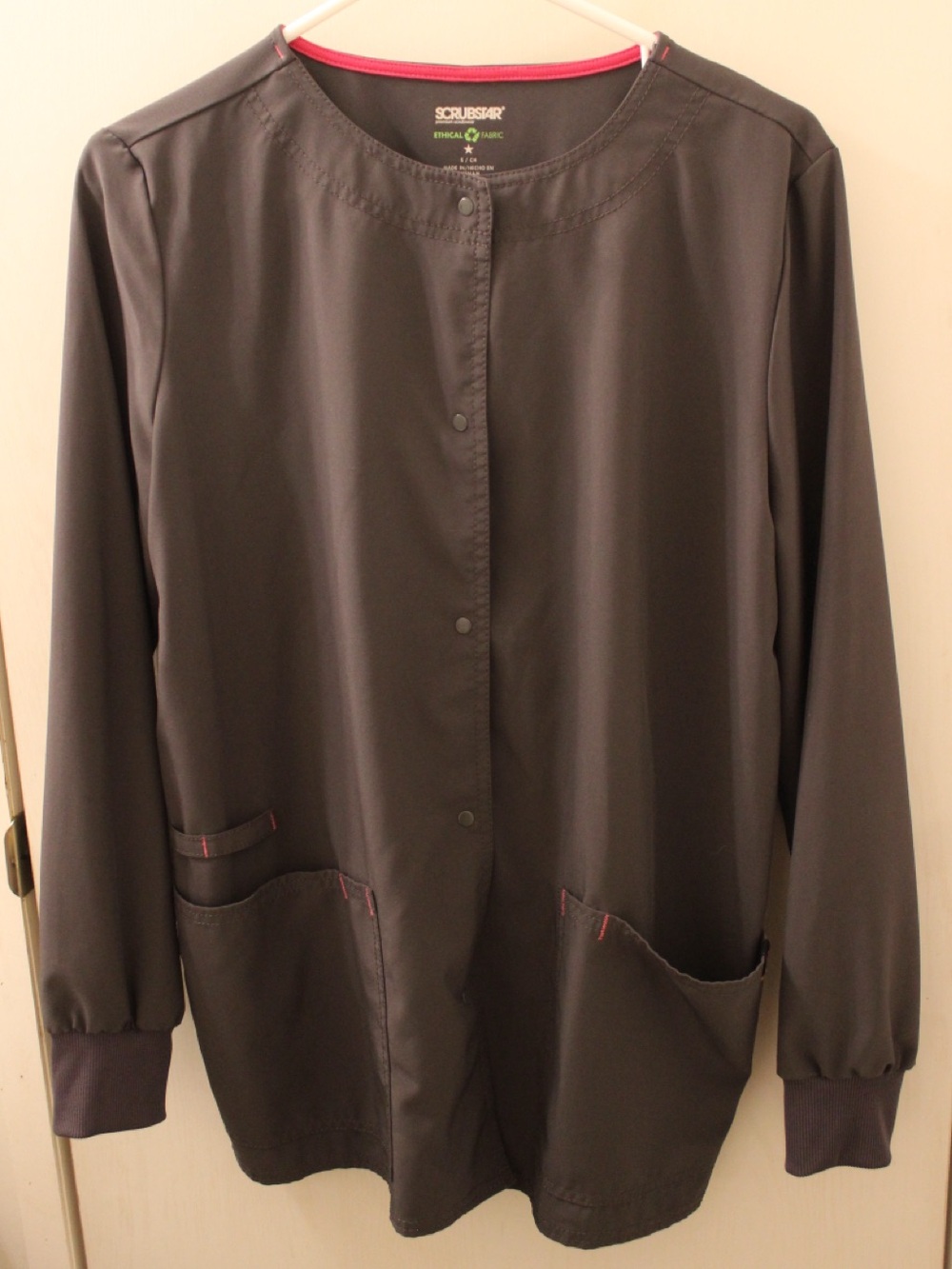 ScrubStar Women’s Snap Front Warm-Up Scrub Jacket in Pewter - Picture 1 of 4